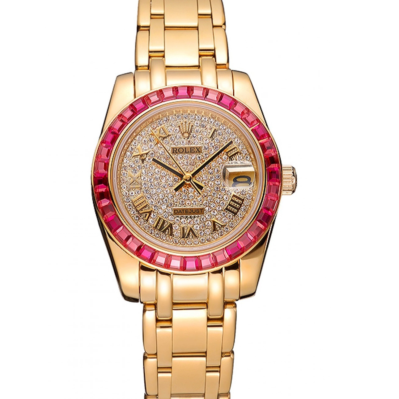 Diamond Pink Bracelet Gold Bezel Dial Case And Rolex 622835 Jewels Datejust 0514